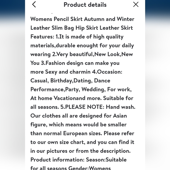 Womens Casual Dress Autumn and Winter Leather Slim Pencil Skirt Size Med. NWT - Picture 3 of 4